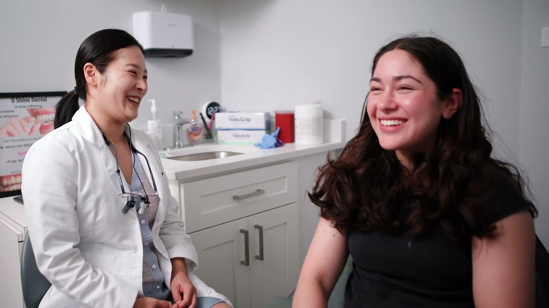 Dr. Irene Shin with a patient at U Shine Dental, Alexandria